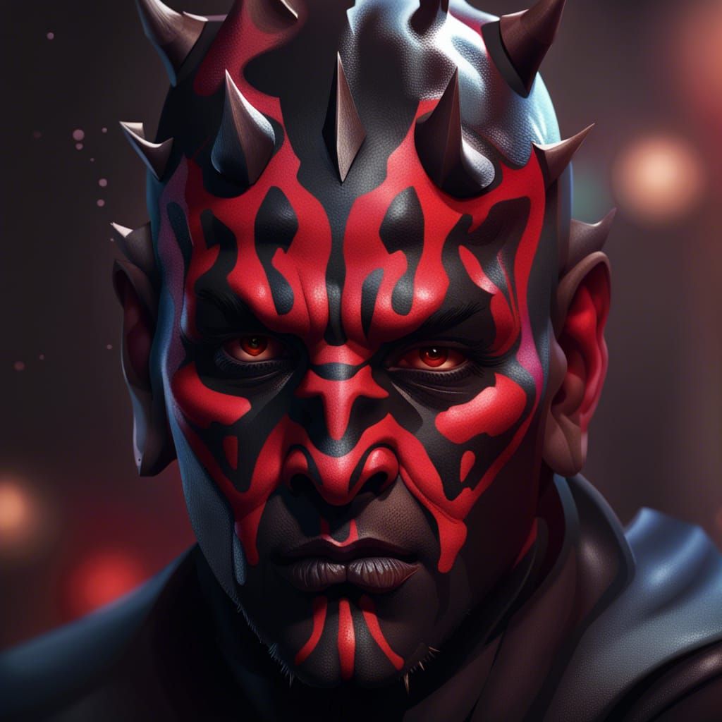 Darth Maul Portrait in Hyperdetailed Digital Art Style