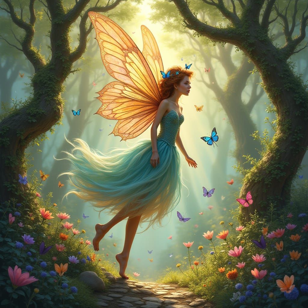 Mystical Fairy in a Whimsical Garden