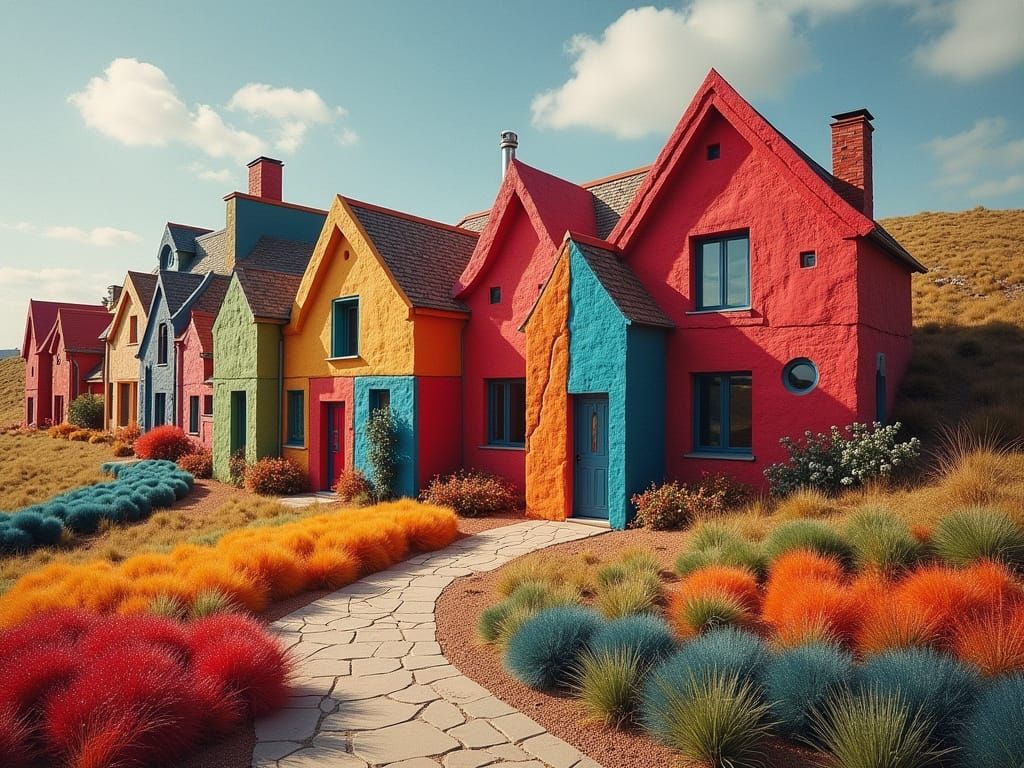 Plushie Patchwork Cliff Houses