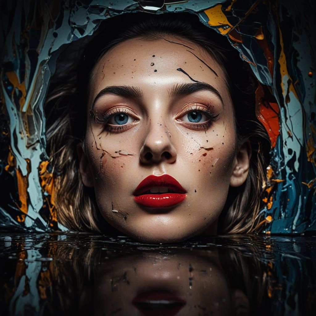 Surreal Portrait of a Woman in a Haunting, Distorted Mirror ...