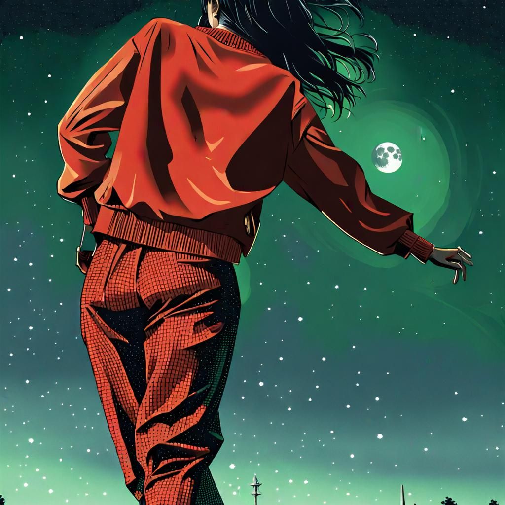 Sad Girl in Candy Art Style Gazing at Stars