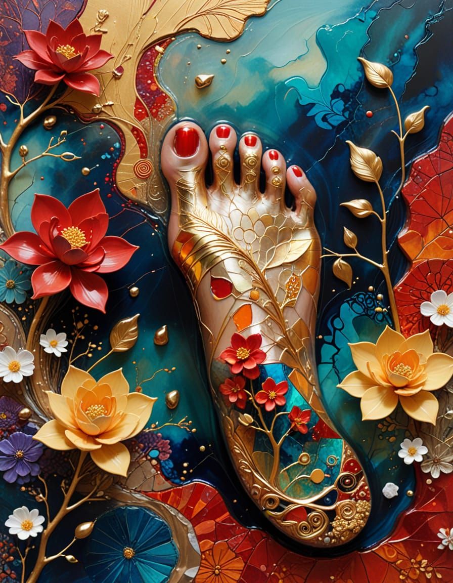 Feet and Duckling: Dreamlike Surrealism in Mixed Media