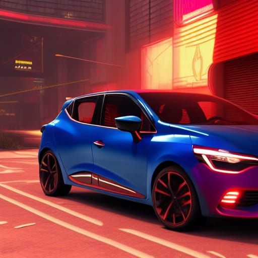 Red Car Races Through Cyberpunk Cityscape