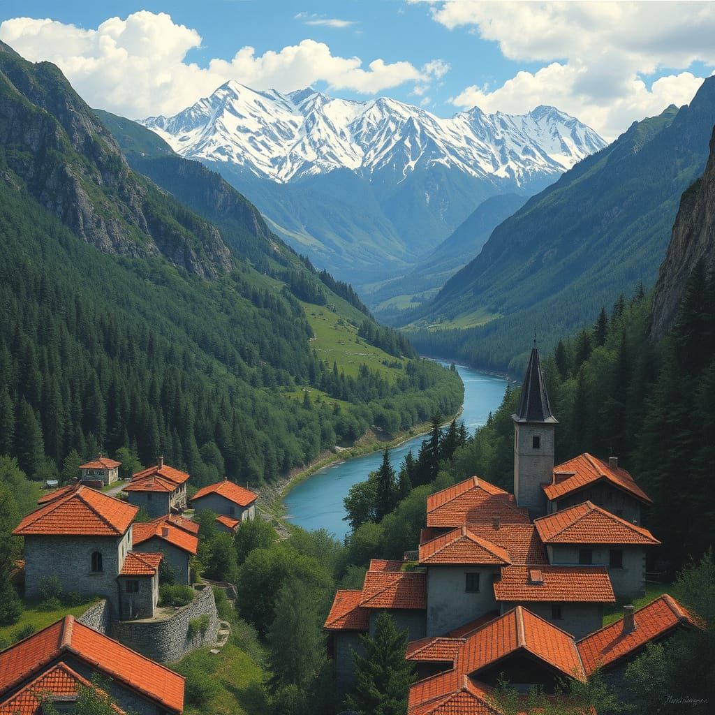 Balkan Villages in Rustic Realism Style