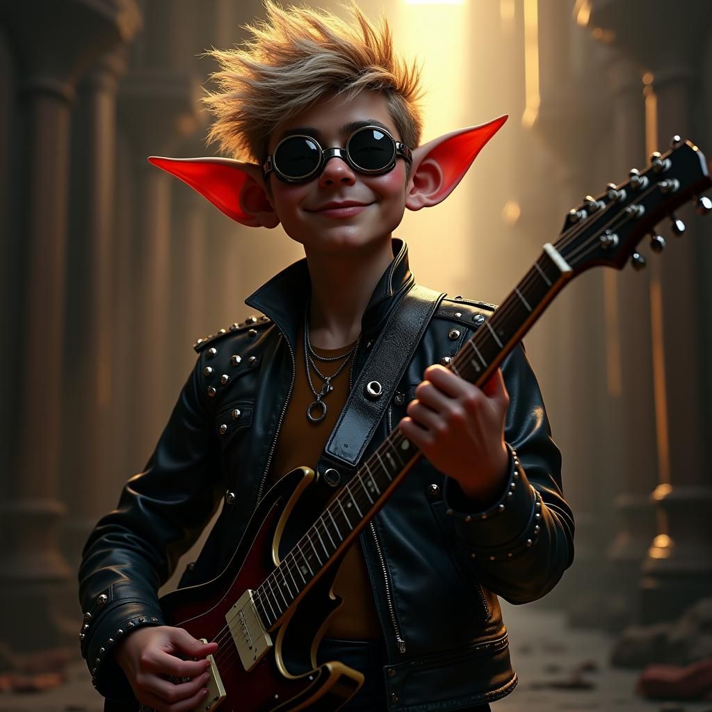 Halfling Death Metal Bard in a Matte Painting Style