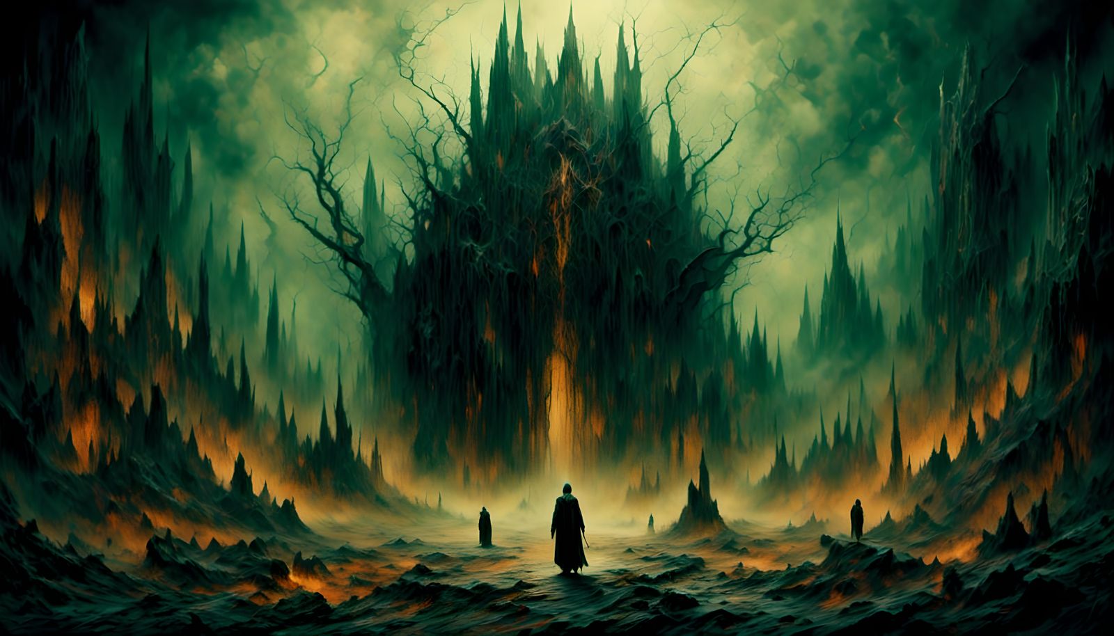 Dark Minimalist Landscape with Macabre Dream Elements