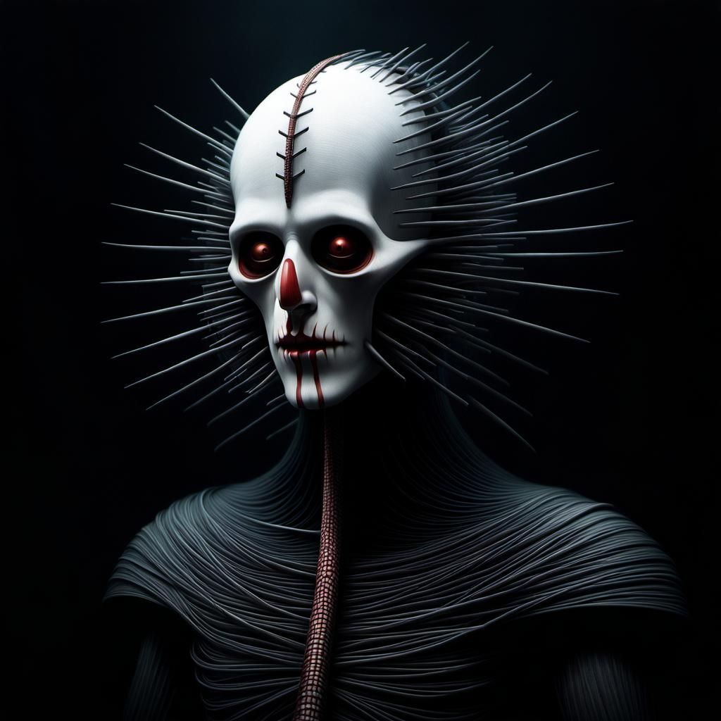 Gothic Skull Portrait in Dark Synth Style