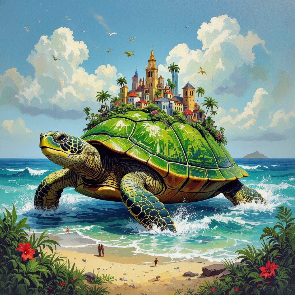 Metropolis on Turtle's Back: Surrealist Island