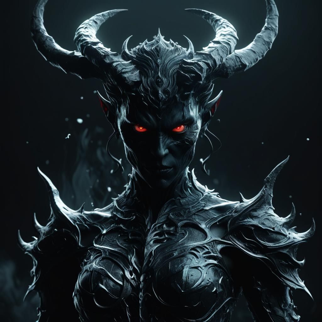 Female Demon Silhouette in Dark Fantasy Concept Art