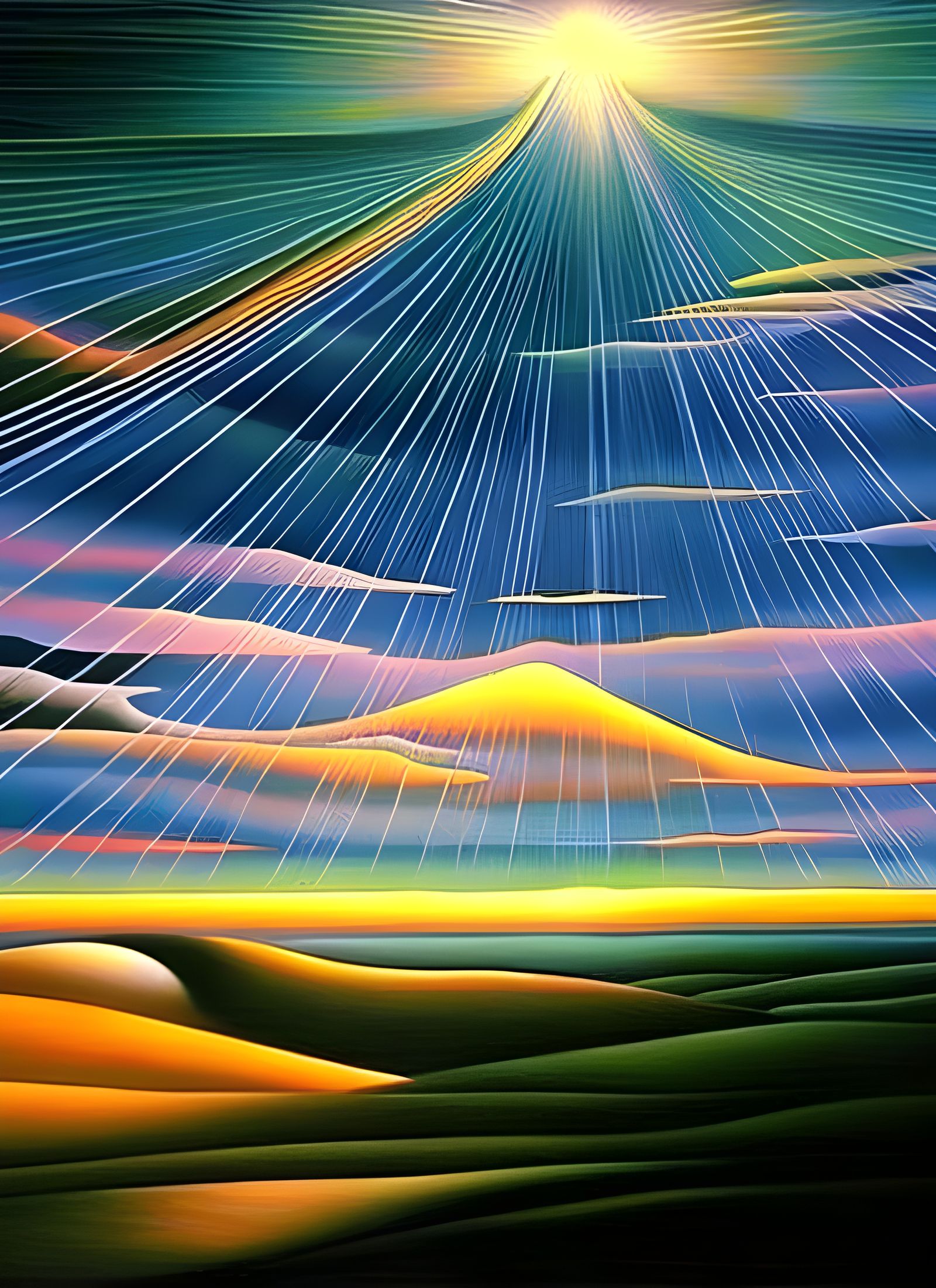 Dreamlike Abstract Illusionism with Radiant Light Rays