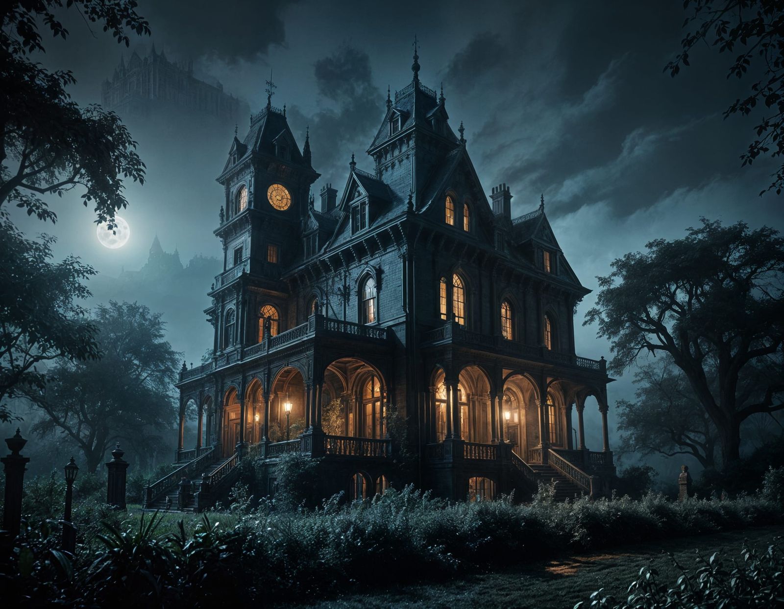 Haunted Victorian Mansion in Gothic Horror Style