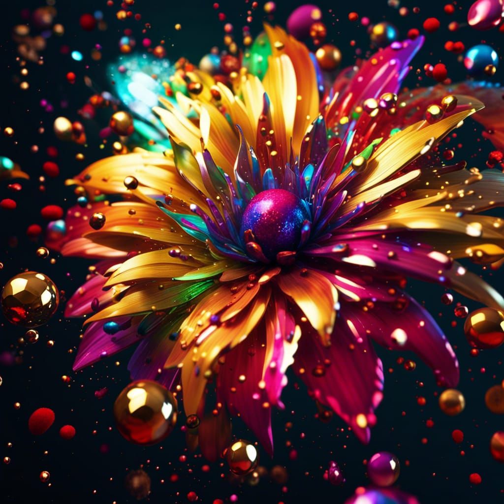 Glitters on a Rainbow Flower v2