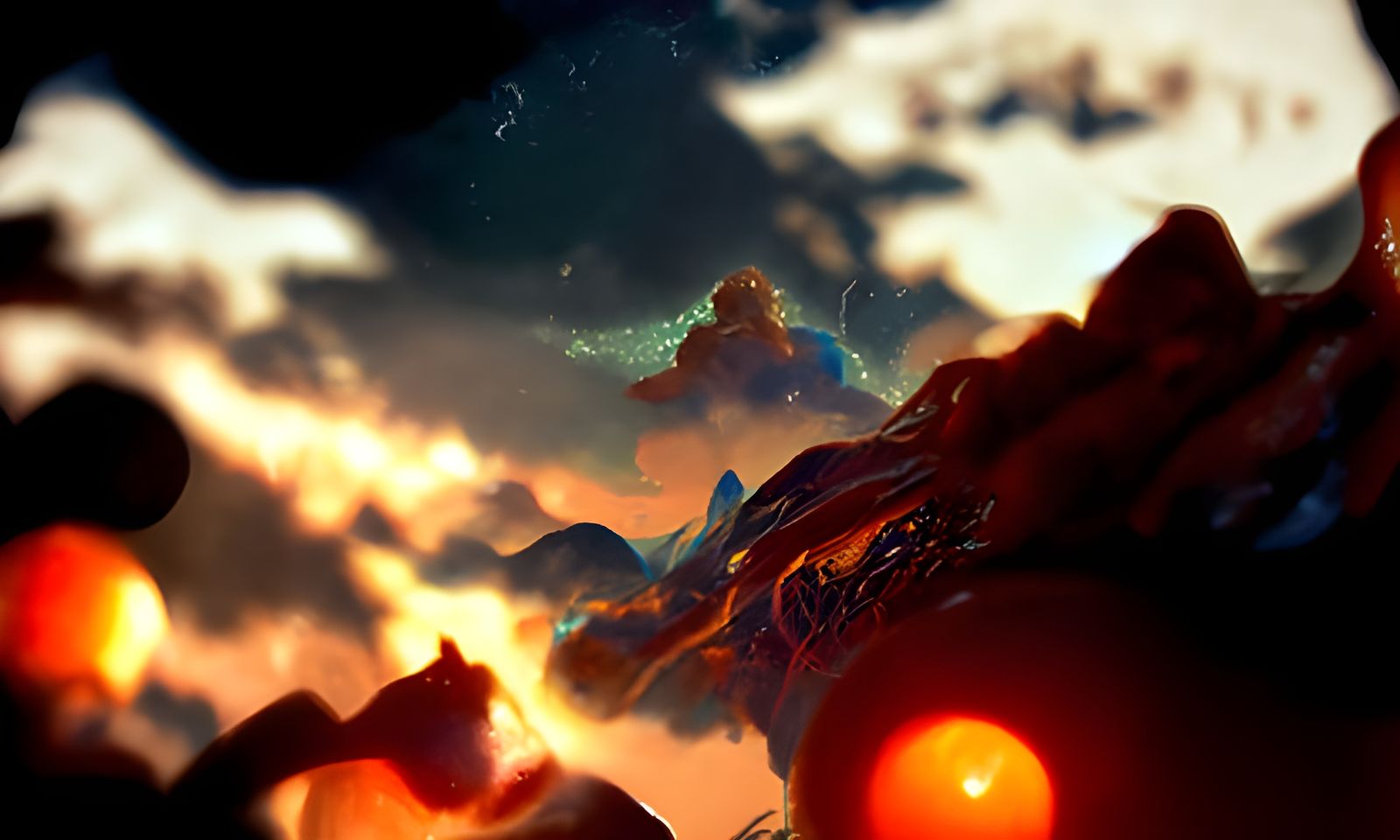 Surreal Burnt Orange Sky Illuminates Silver Trees