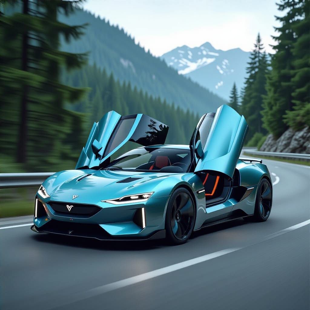 Rimac Navara R Supercar on Mountain Road