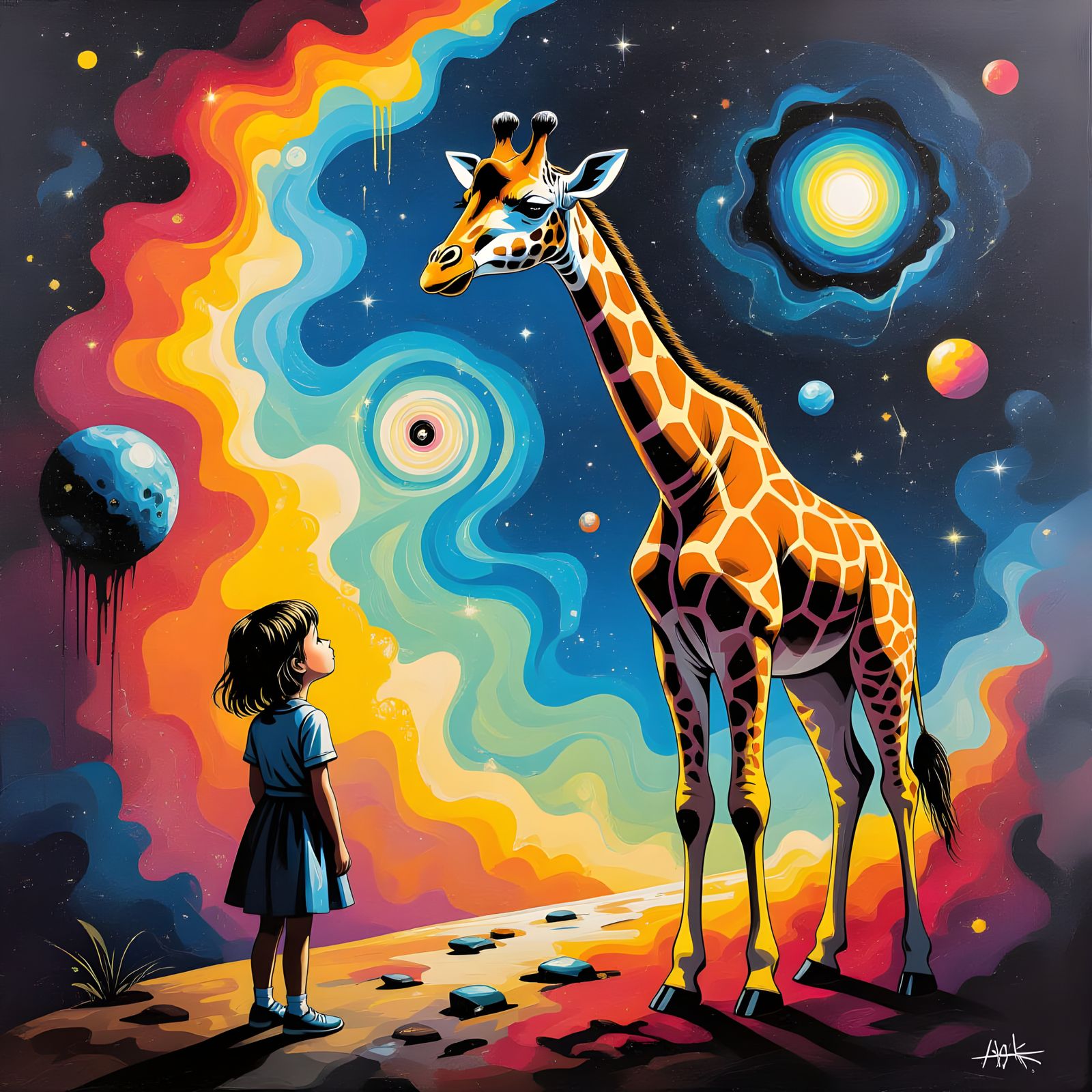 Surreal Spacetime Giraffe in Salvador Dali Style