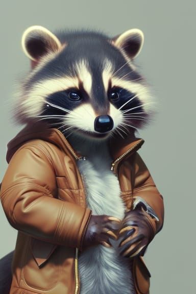 Baby Raccoon in Jacket: Hyperdetailed Concept Art