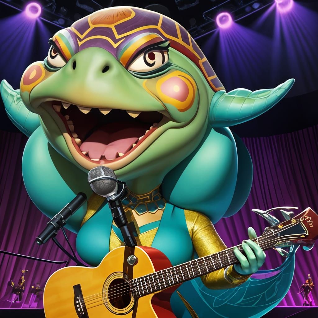 Cartoon Turtle Sings Opera