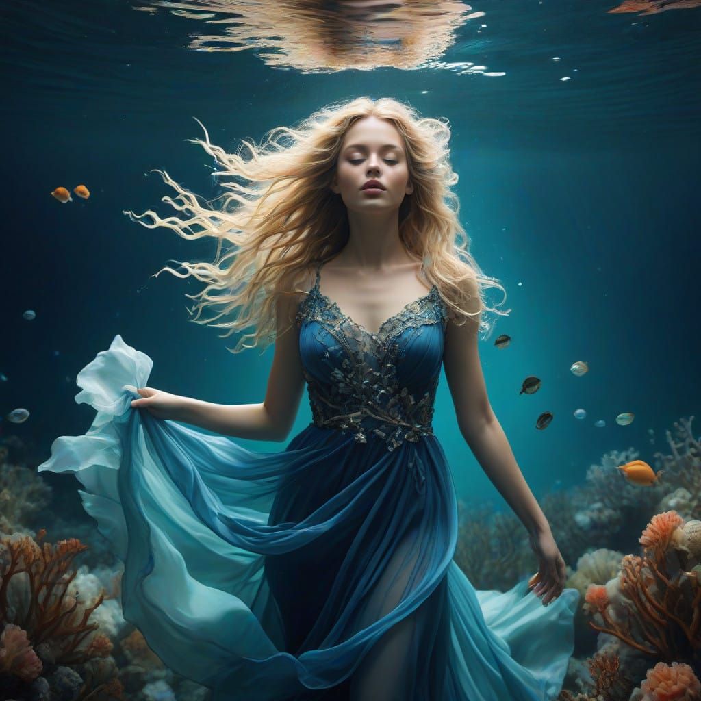 Blonde Goddess in Underwater Paradise