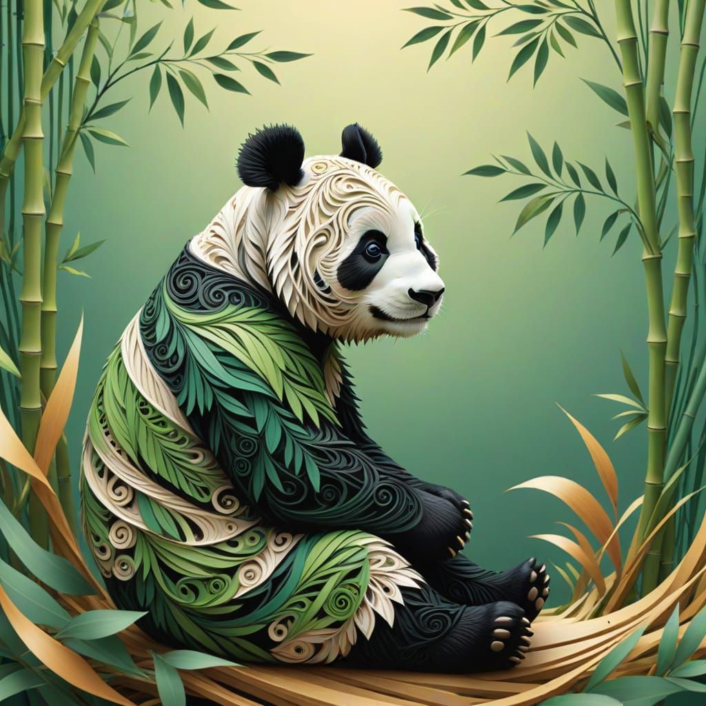 Adorable Panda Zentangle Vector Art