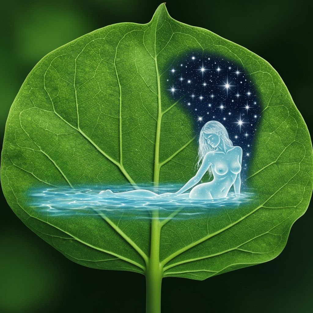 Moonlight Water Woman on Mosaic Leaf Vessel