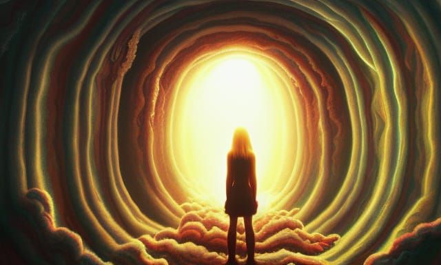 Surreal Figure Gazing at Heaven from Hell