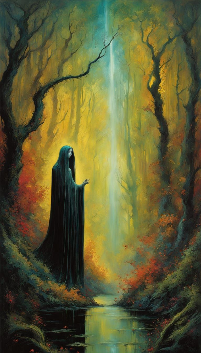 Gothic Panorama of a Captured Light Wisp in a Magnetic Shell