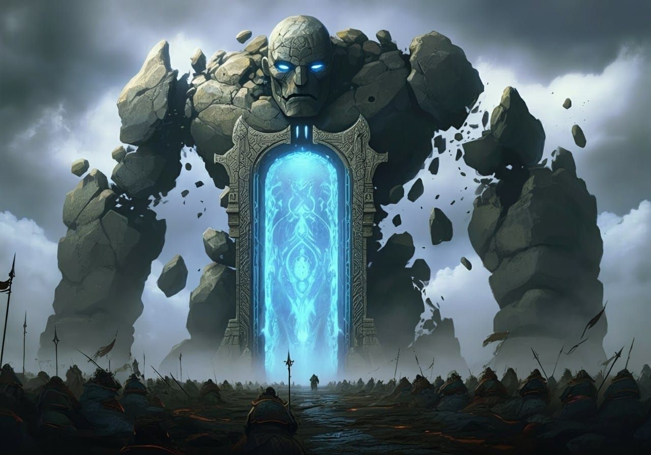 Rock Golem Forms Magic Portal on Battlefield