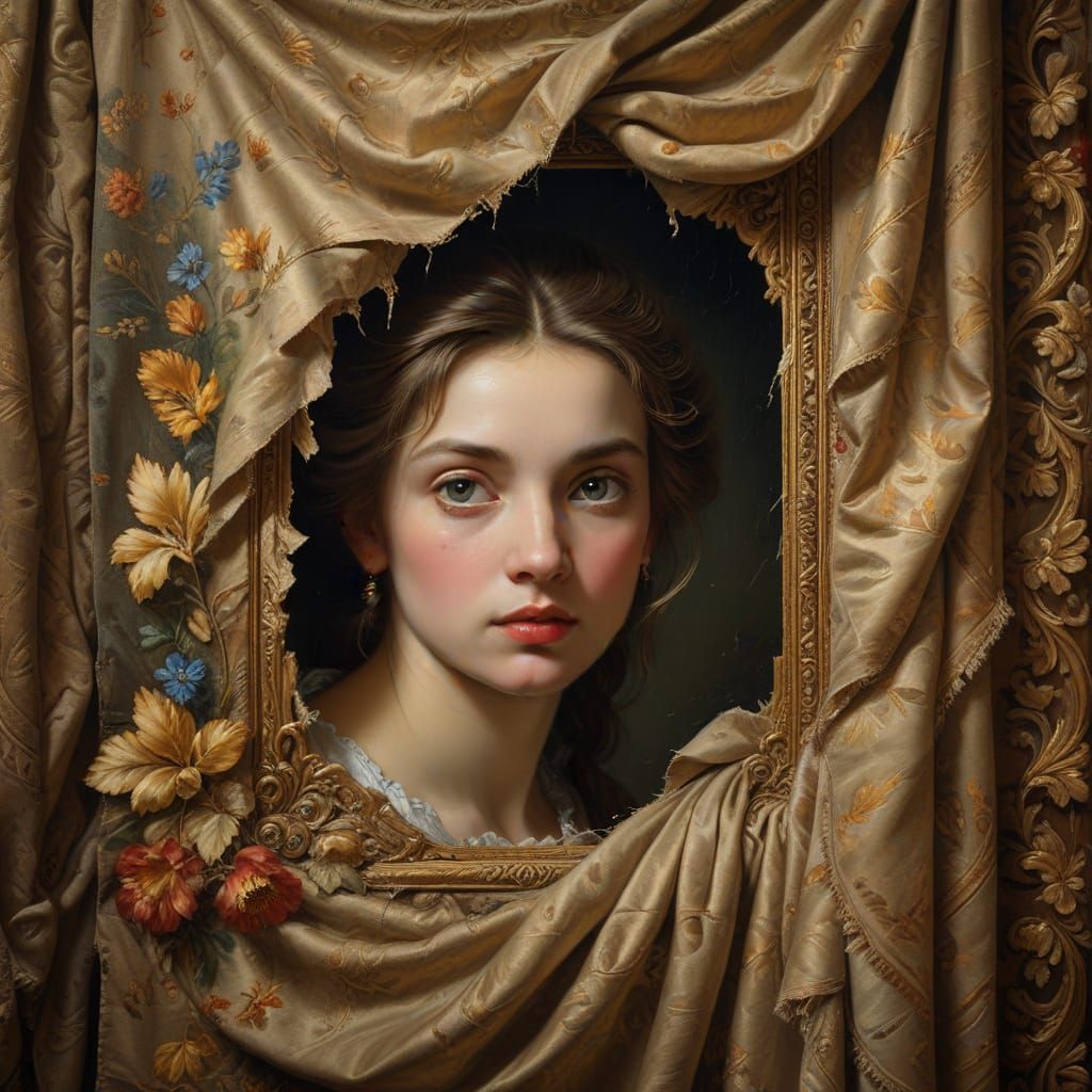 Lady in 18th Century European Interior, a Masterful Trompe l...