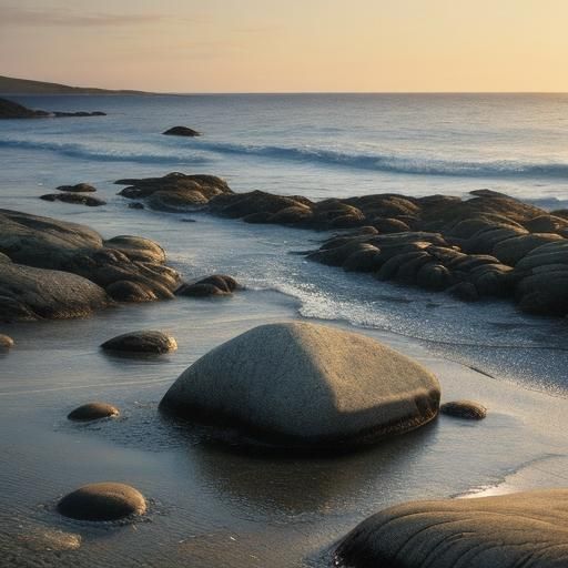 Macro Stone Beach in Oil Painting Style