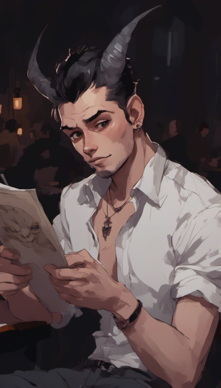 A hansome masculine demon/ No name # 389476559000, with a Re...