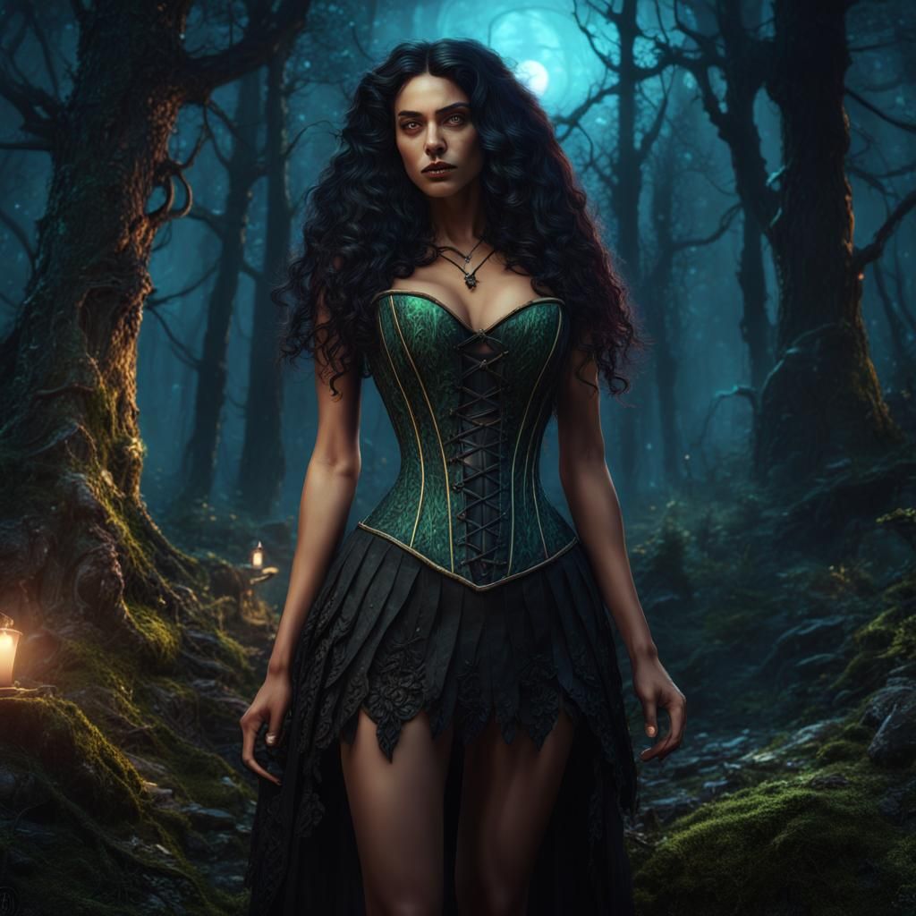 Spring Witch in Forest: Fantasy Concept Art