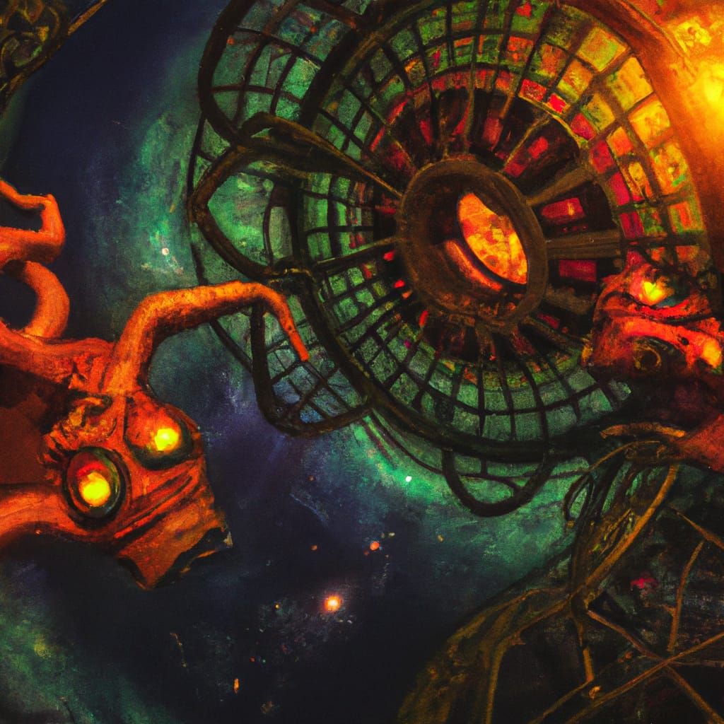 Alien Carnival of Nightmares in Dark Sci-Fi Horror Style