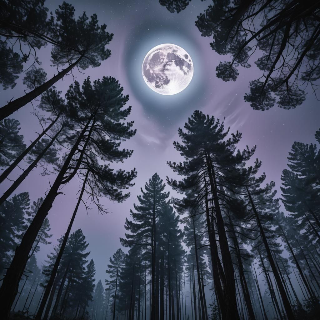 Surreal Moonlit Forest Scene in Van Gogh Style