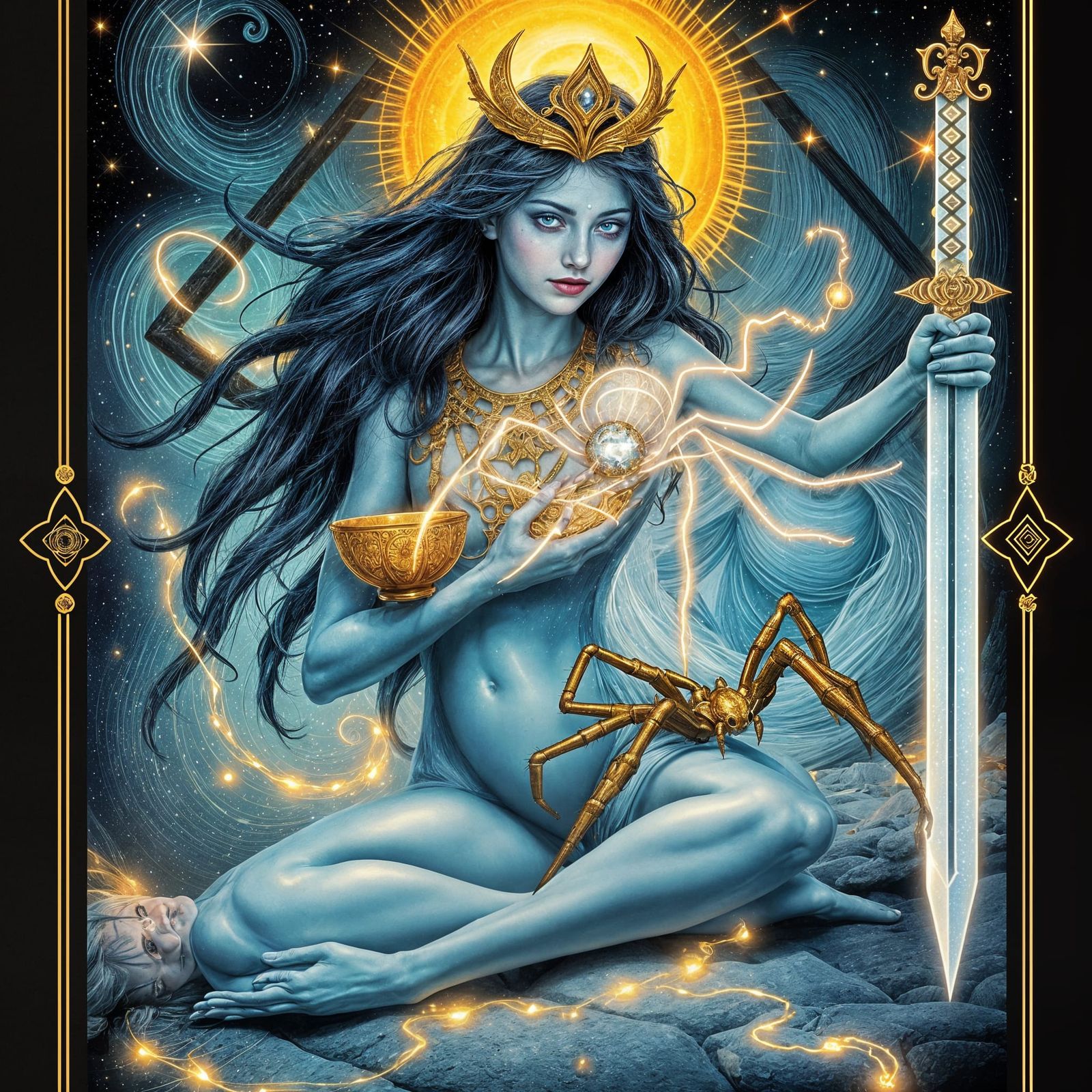 A Veiw Of Goddess And Her white Spider