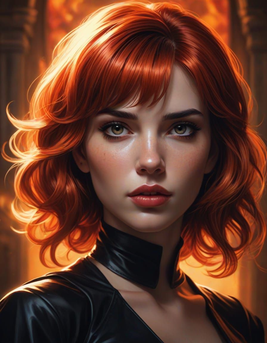 Emma Roberts as Satana Hellstrom in Dramatic Oil Painting