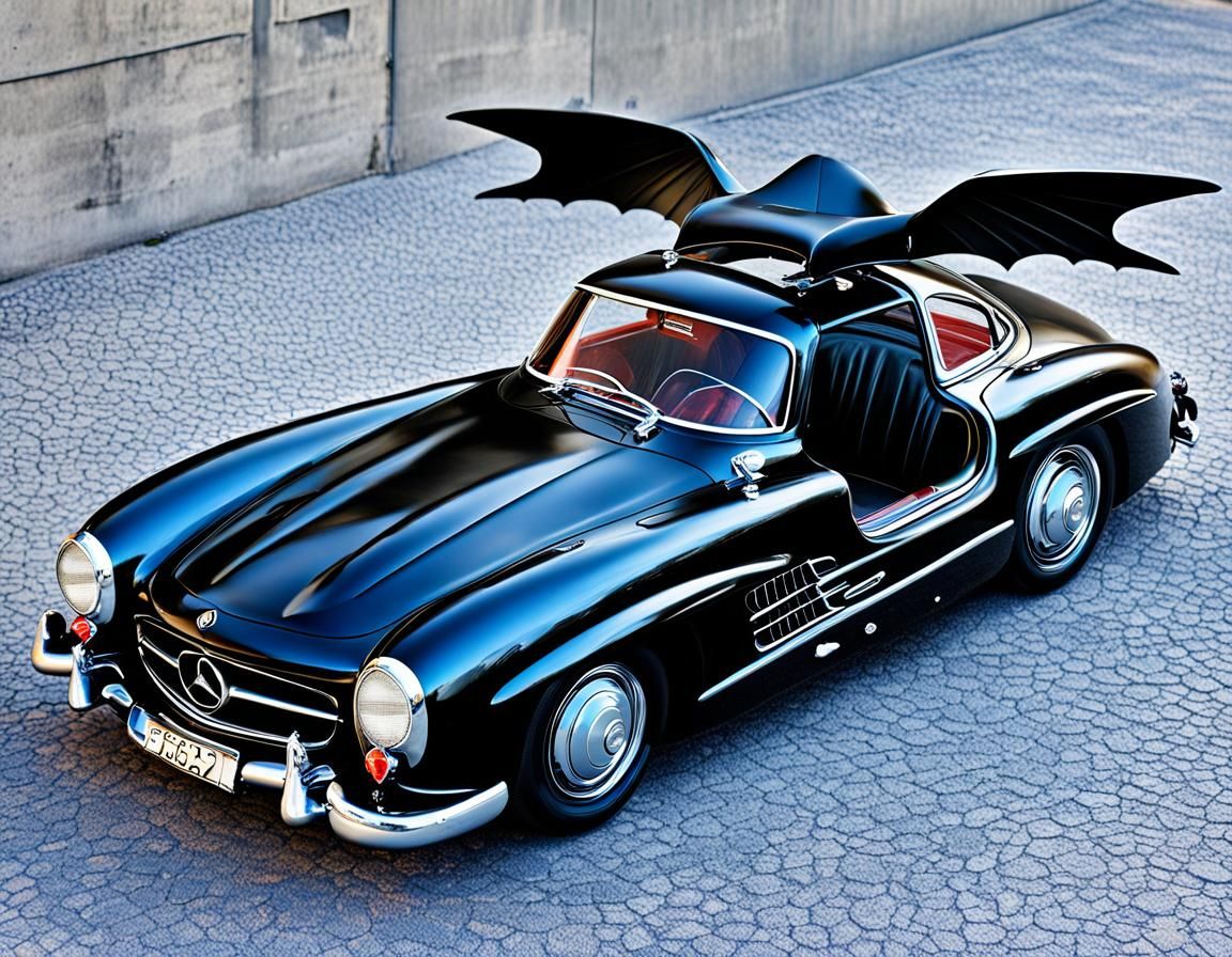 Matt Black Mercedes-Benz 300 SL with Bat-Wings