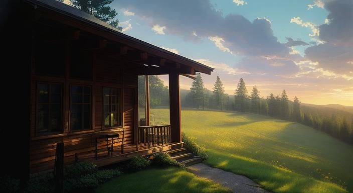 House in Woods Bathed in Divine Sunshine