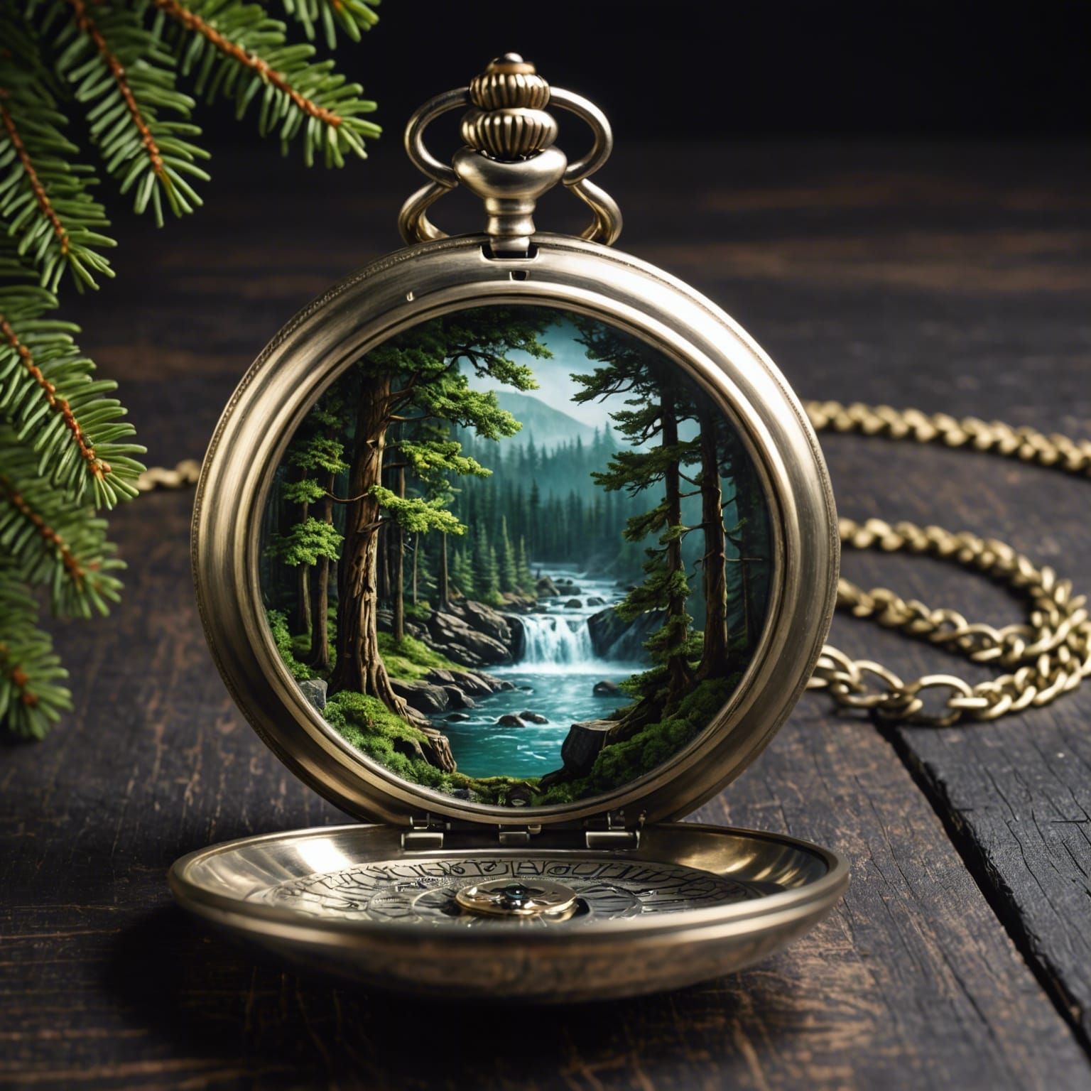 Lush Forest Inside Pocket Watch