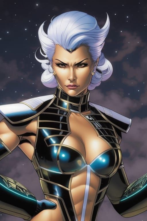 Ice Queen in Futuristic Swimsuit, Anime Style