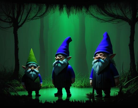Creepy Gnomes Dance in Neon Swamp
