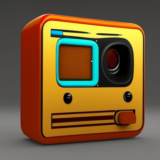 1970s Video Game Console in Splash Art Style
