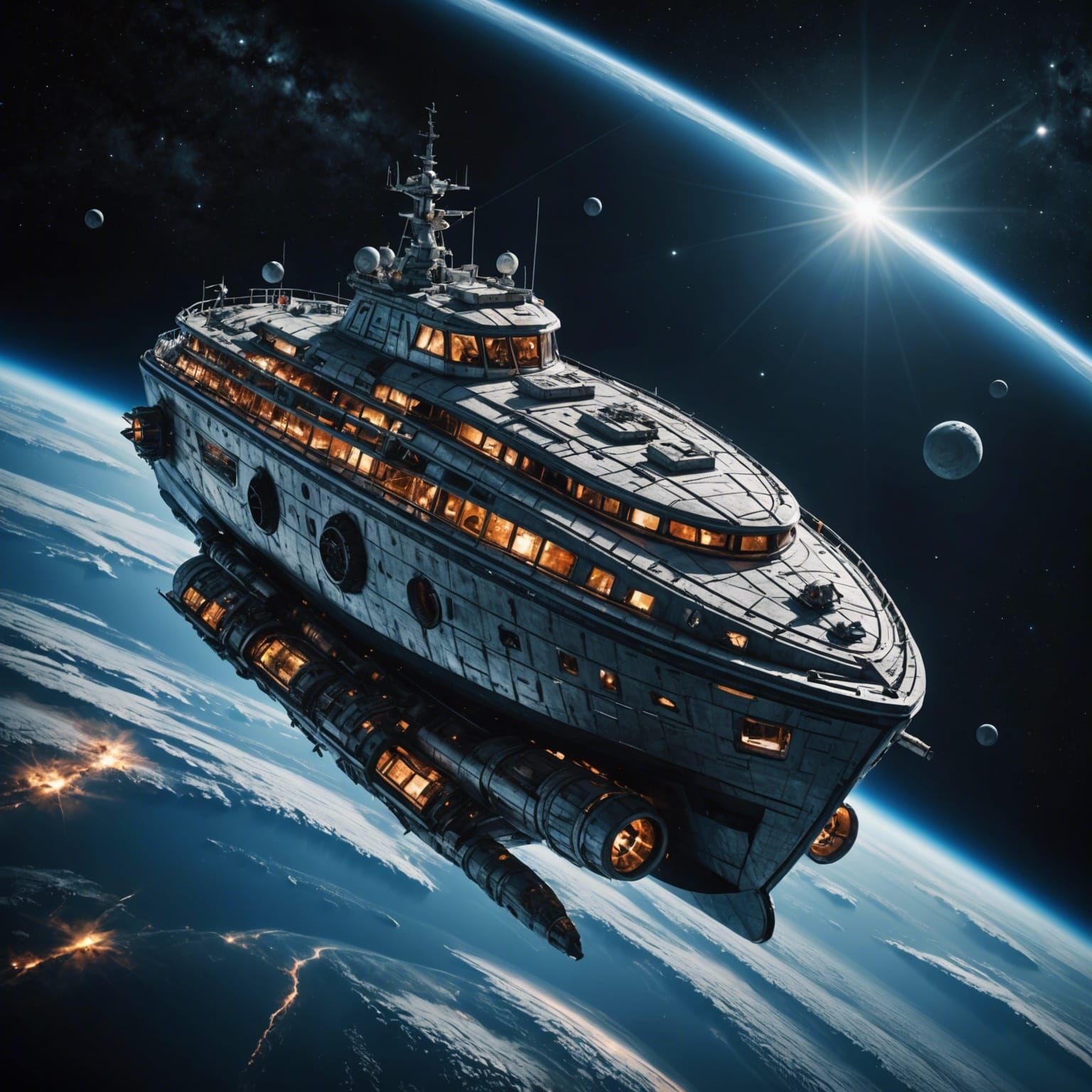 Hyperrealistic Boat Floating in Space