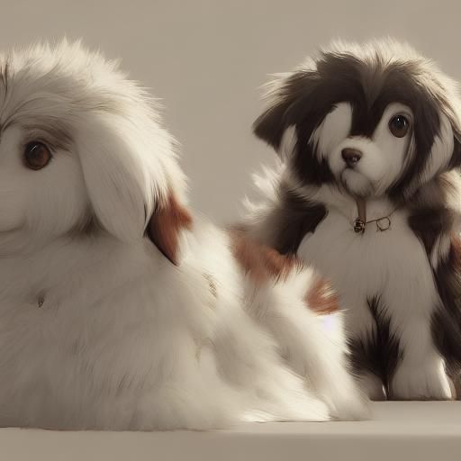 Fluffy Puppies in 3D Anime Style