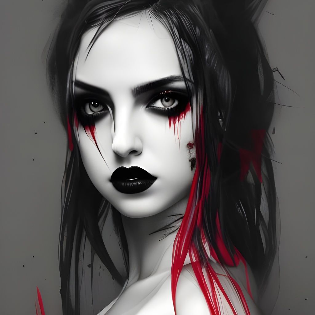 Gothic Punk Girl Portrait in Horror Dungeon