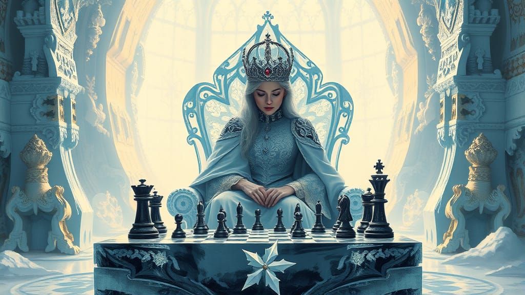 Regal Snow Queen on Crystal Throne