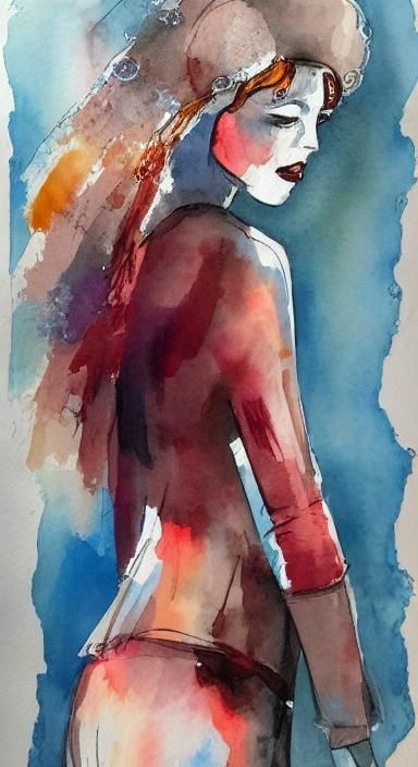 Disheveled Dolores in Watercolor Gouache Style