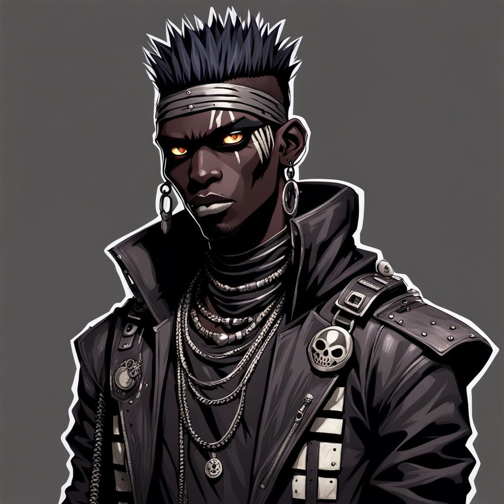 Dark Gothic Punk Mummy Figure in Anime-Inspired Style