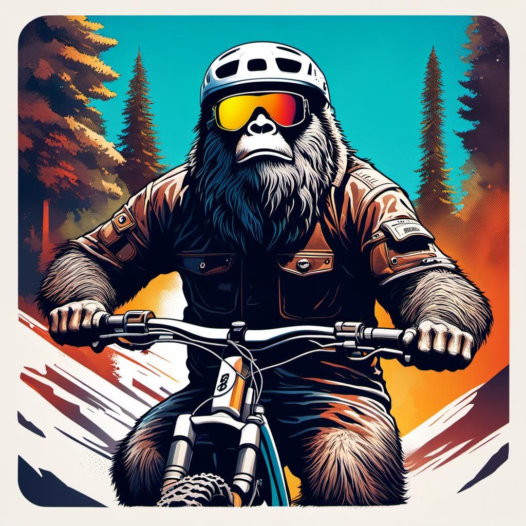 Hyperrealistic Bigfoot Enduro Rider As Splash Art