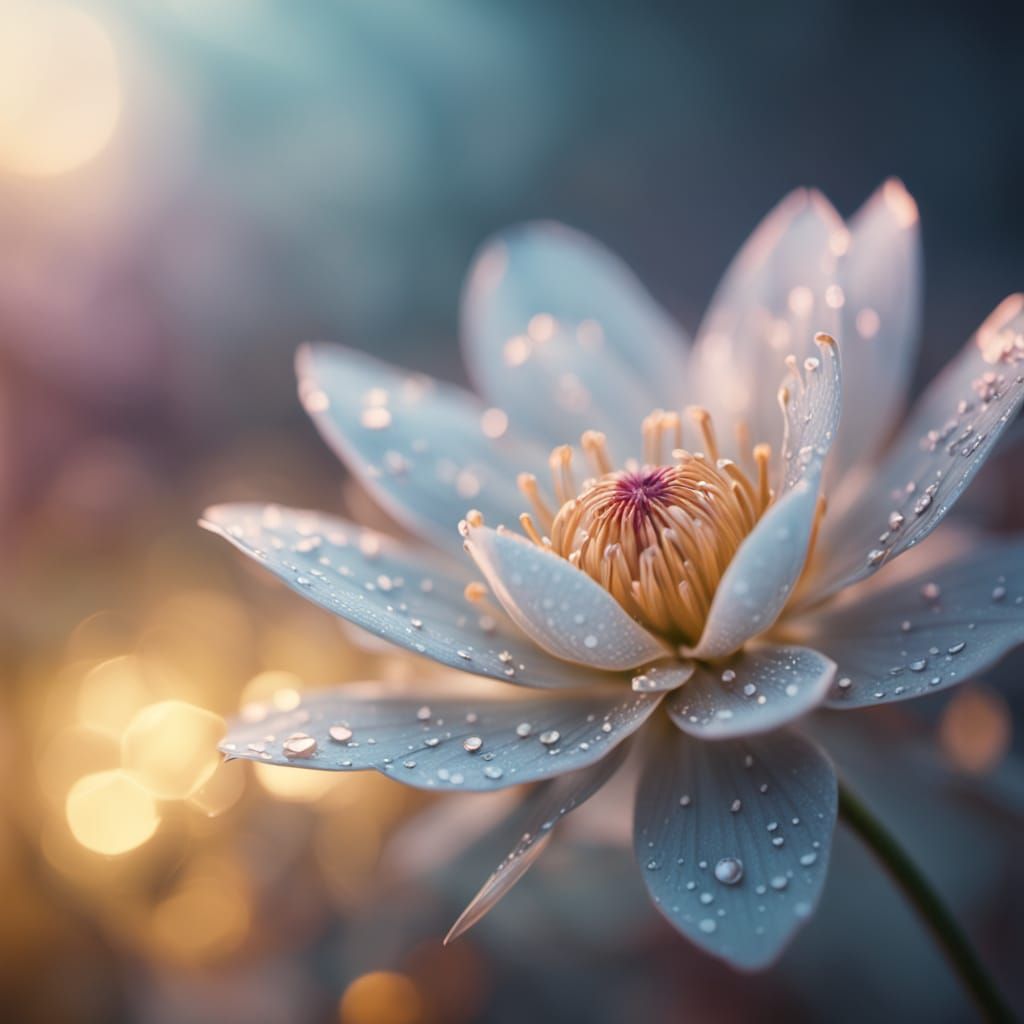 Alien Flower Petal Unfurling in Golden Hour Light