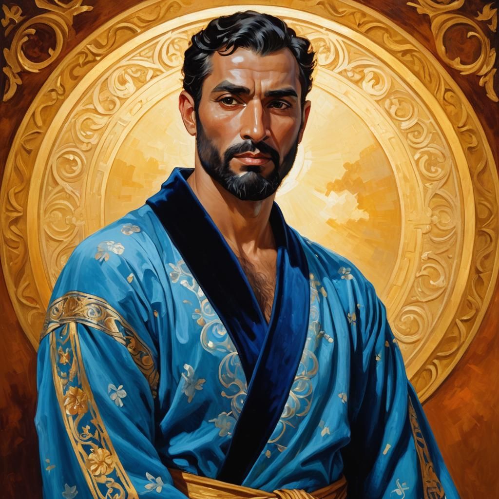 Peruvian Gentleman in Art Nouveau Impressionist Painting